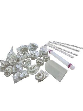 Plastic Fondant & Cookie Cutter Set - 50 Pieces Rolling Pin & Smoother Baking
